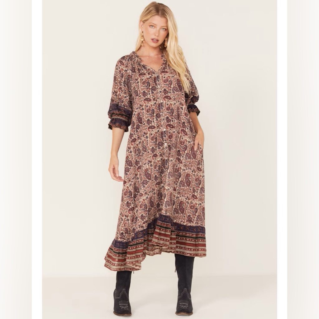 Cleobella / Lola Paisley Midi Dress Size- Size M - Nwt